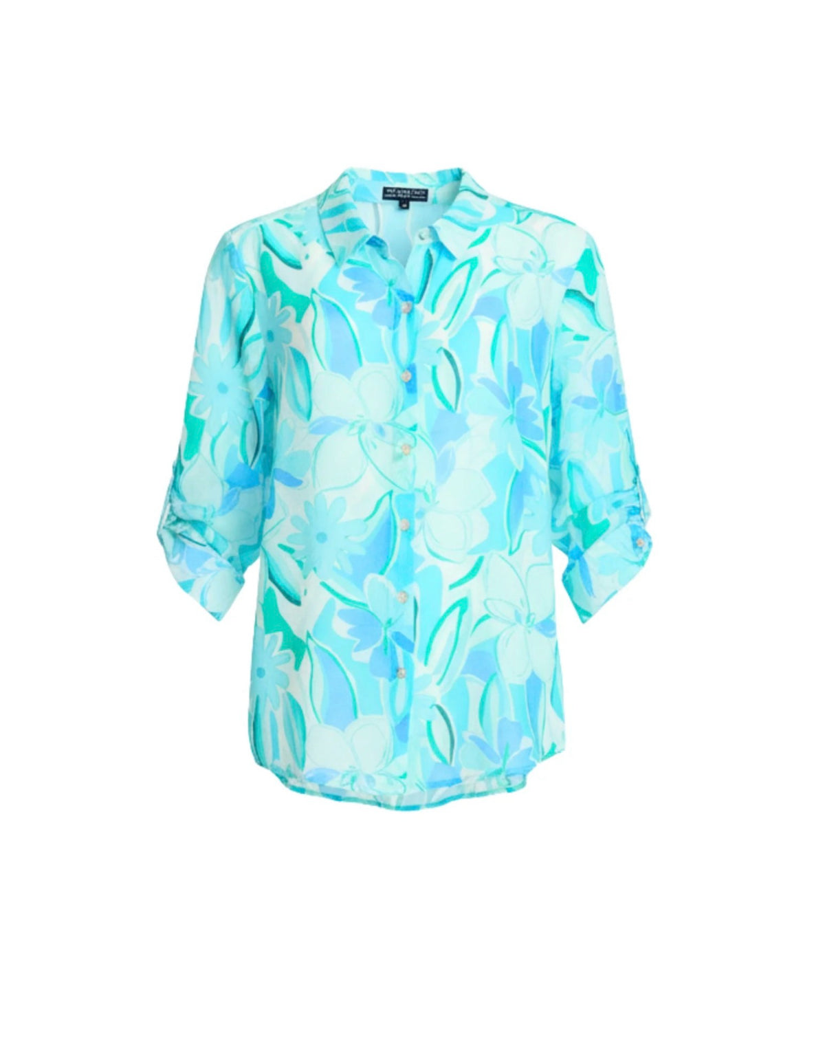 Island Bloom Print Shirt in Seafoam Green