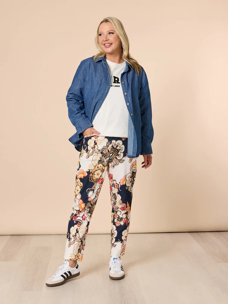 Lexi Print Pants in Navy Multi