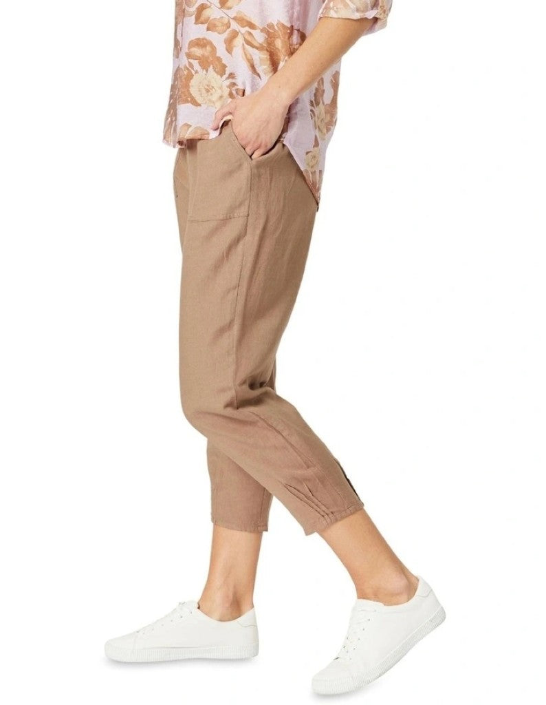 Lino Tapered Pant in Nutmeg