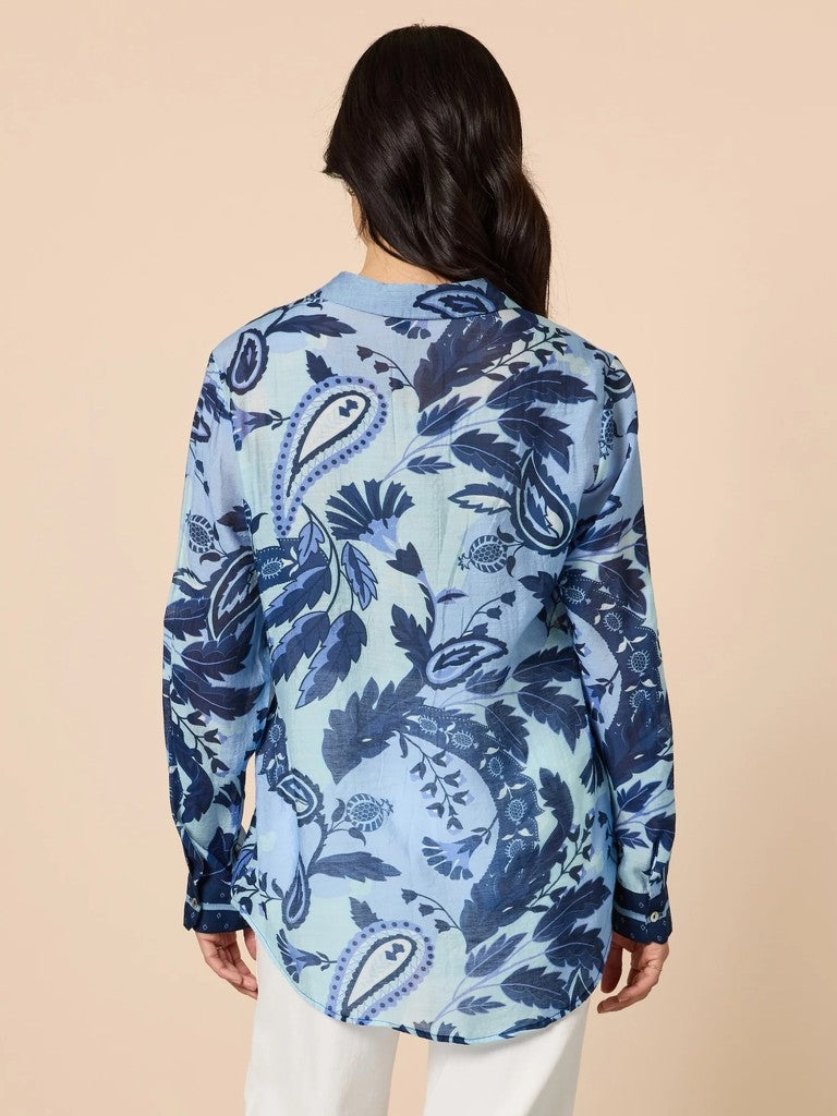 Newport Paisley Shirt in Navy Blue