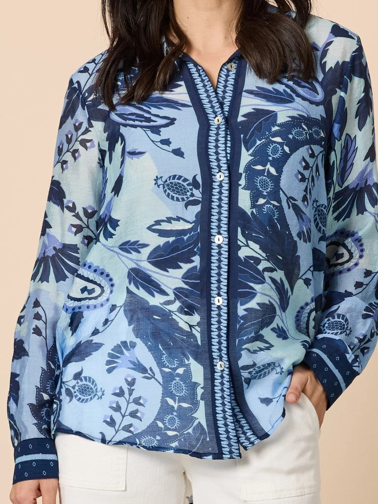 Newport Paisley Shirt in Navy Blue