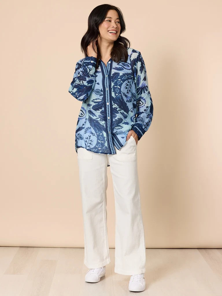 Newport Paisley Shirt in Navy Blue