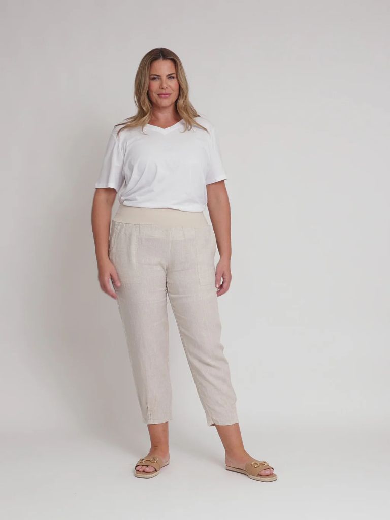 Sarah Linen Pants in Natural