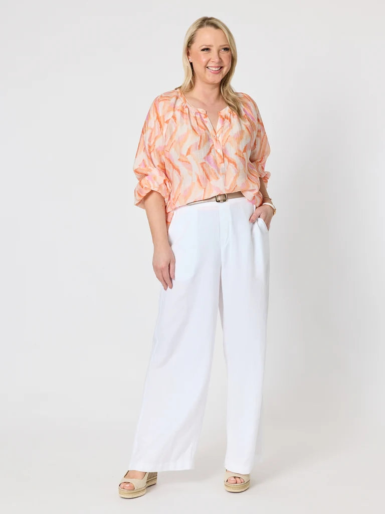 Tuscan Sunset Print Top in Mandarin Multi