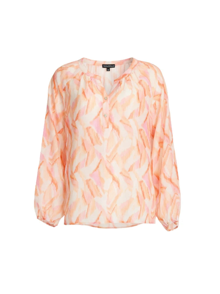 Tuscan Sunset Print Top in Mandarin Multi
