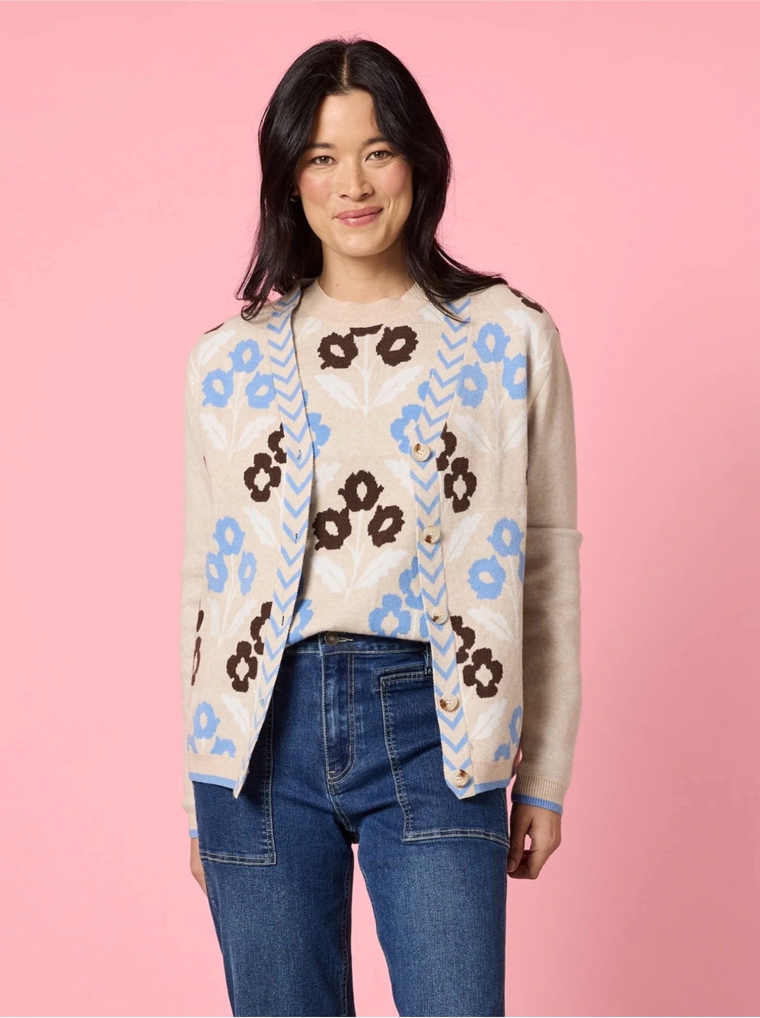 Vermont Knit Cardi in Natural Multi