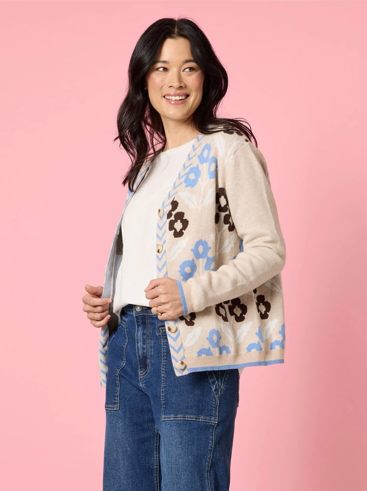 Vermont Knit Cardi in Natural Multi