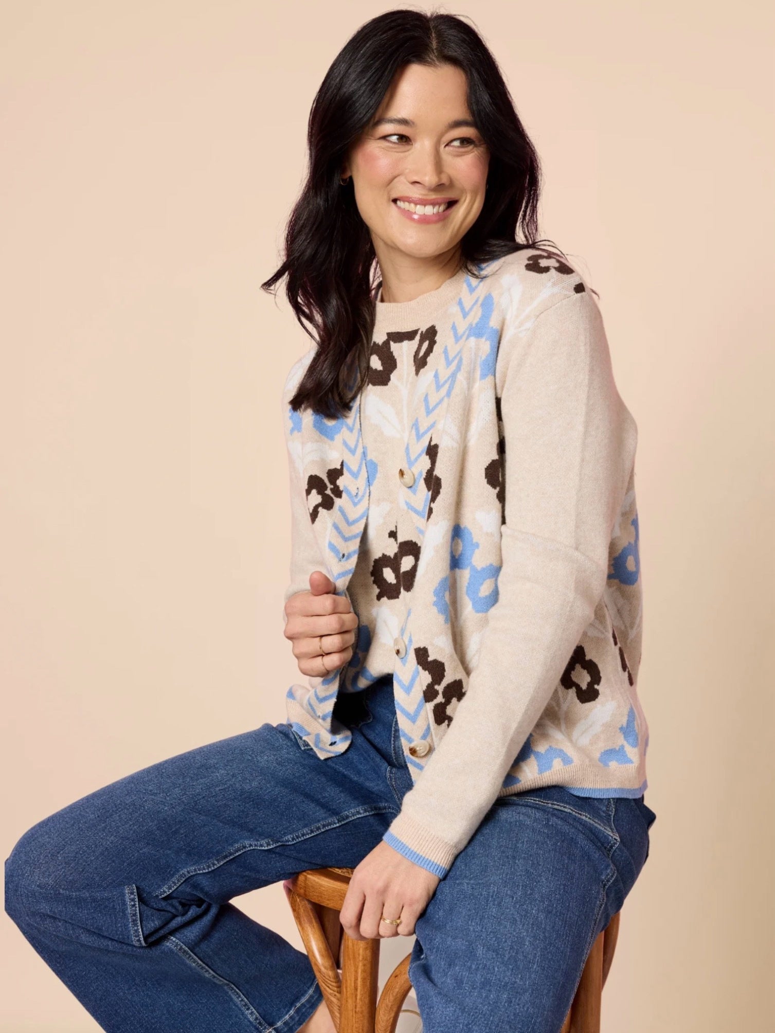 Vermont Knit Cardi in Natural Multi