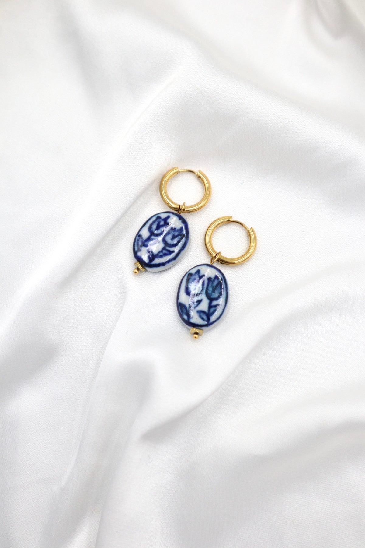 Graca Charm Hoops in Delft Ceramic