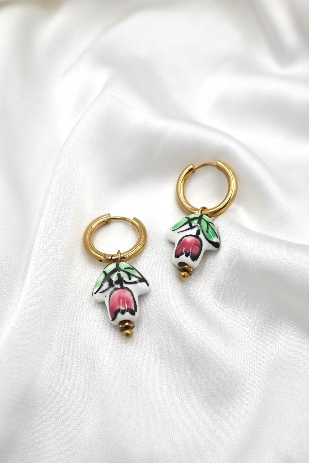 Graca Charm Hoops in Pink Tulip