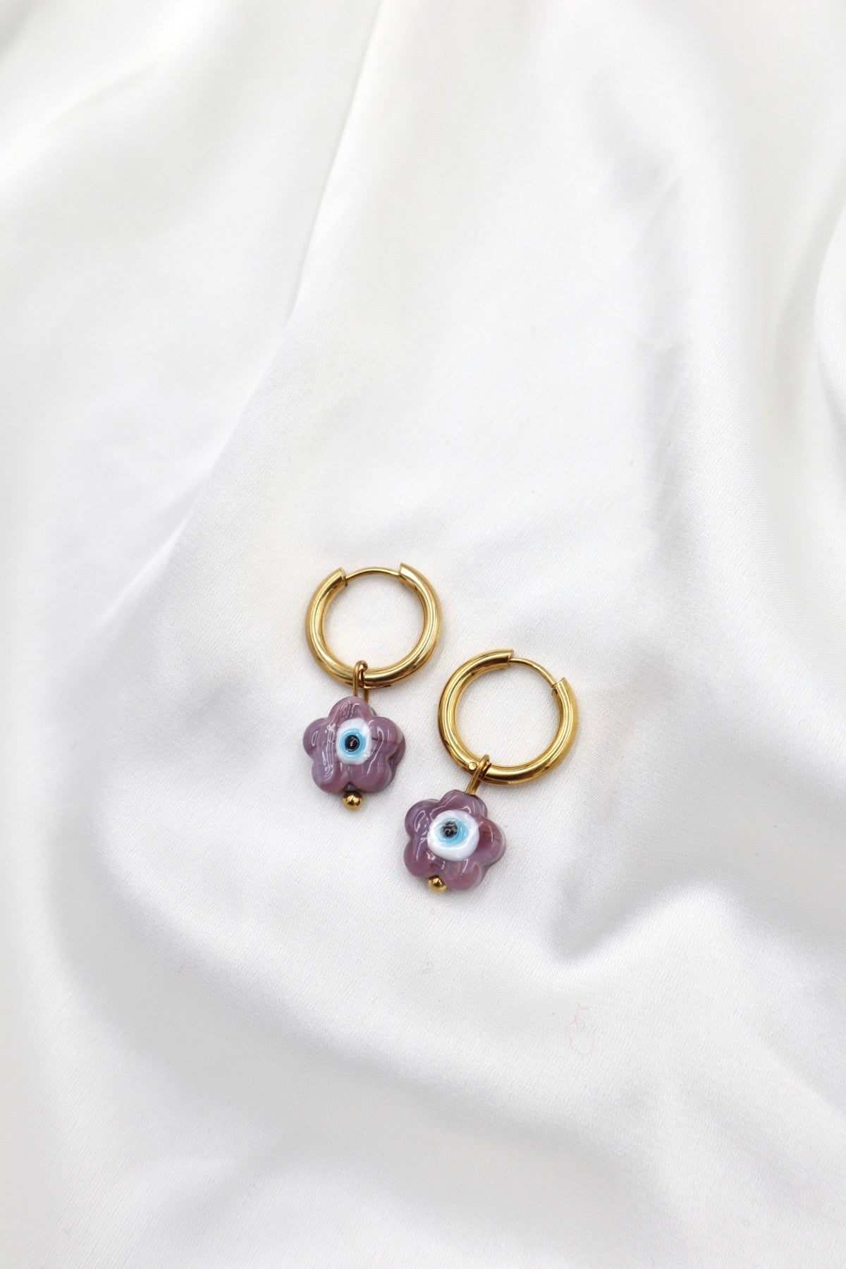 Graca Charm Hoops in Purple Flower