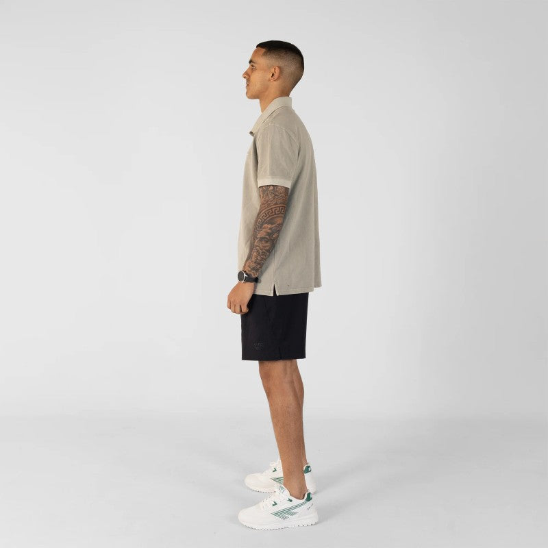 Stonewash Pique Polo in Olive / Grey