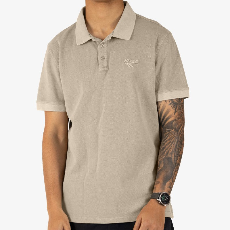Stonewash Pique Polo in Olive / Grey
