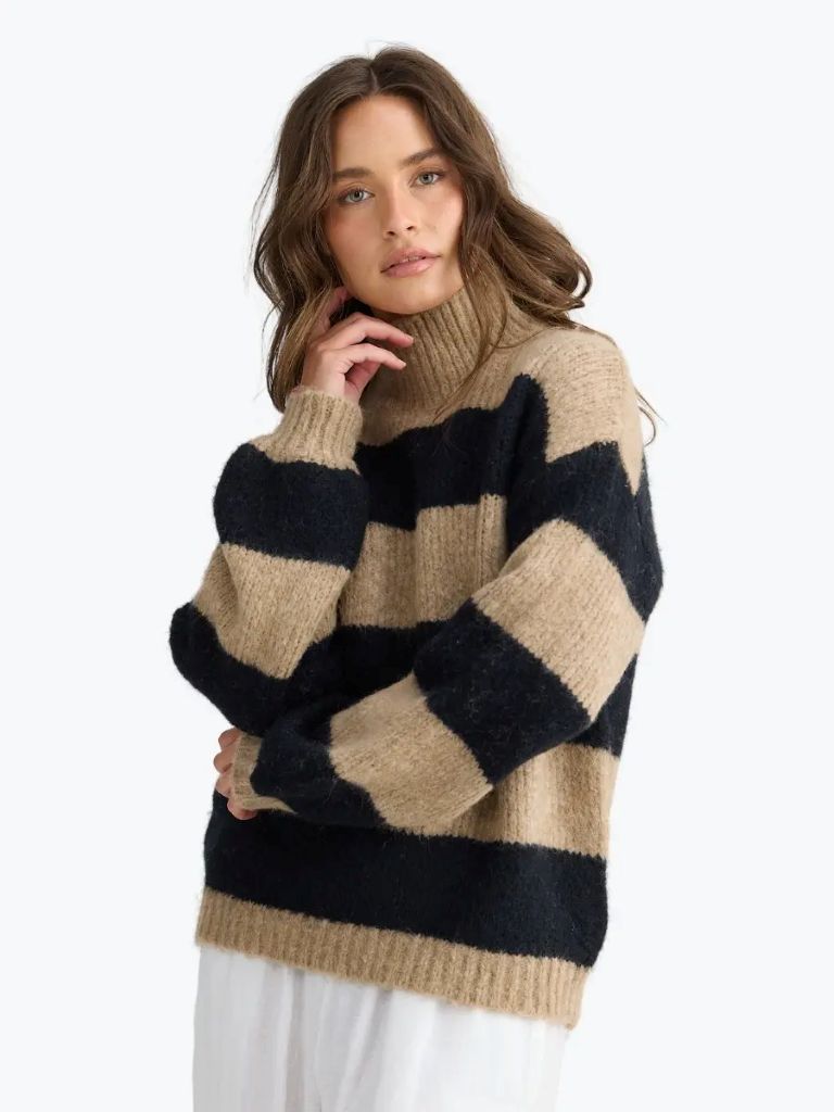 Island Knit in Taupe Stripe
