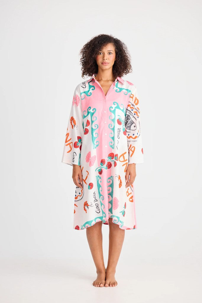 Stella Shirt Dress in Italiano