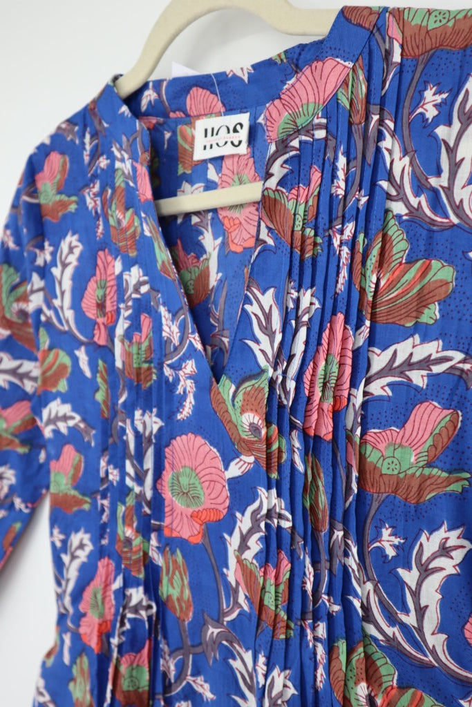 Pin Tuck Dress in Blue