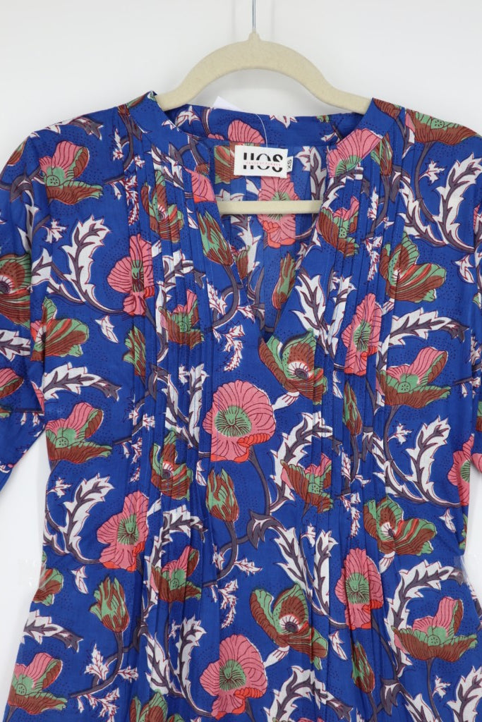 Pin Tuck Dress in Blue