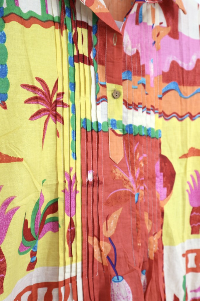 Pin Tuck Dress in Yellow Multi