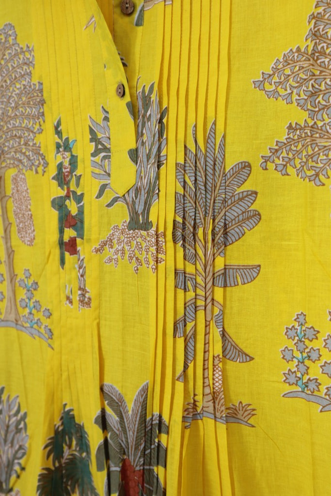 Pin Tuck Dress in Yellow
