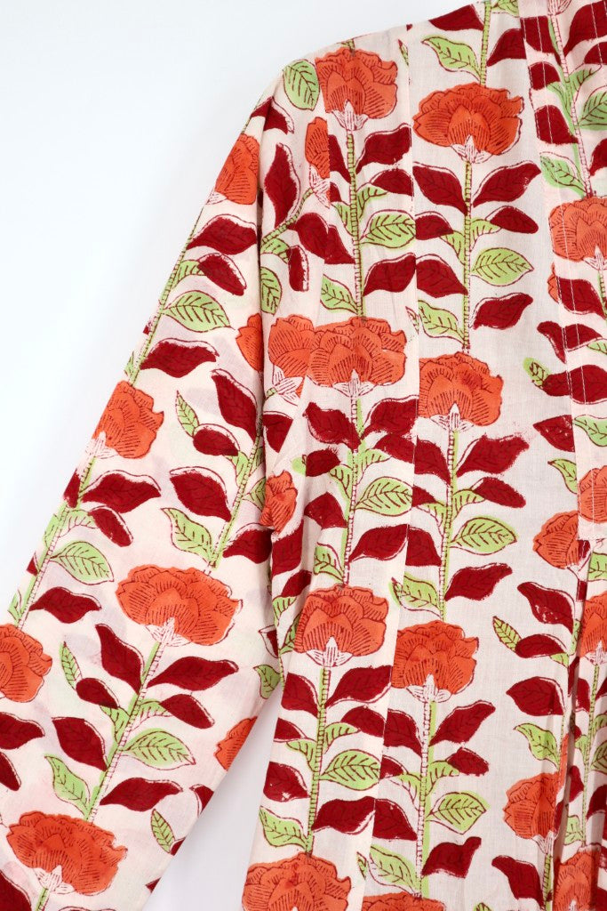 V-Neck Dress in Orange Floral