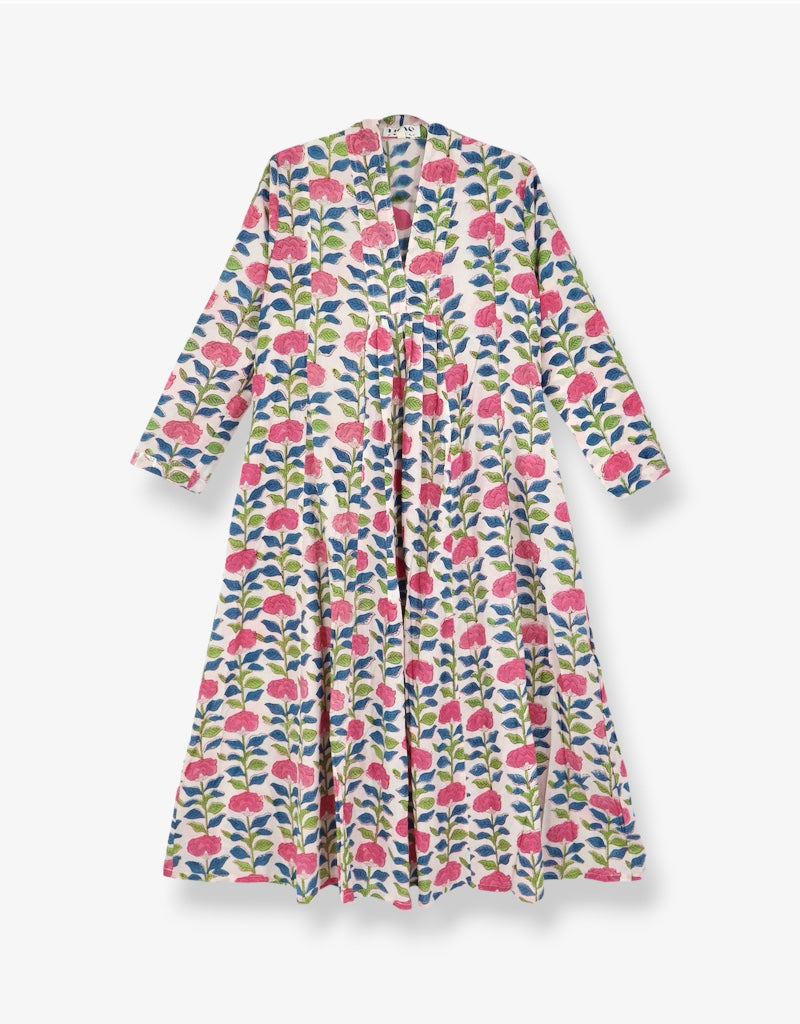 V-Neck Dress in Pink Floral