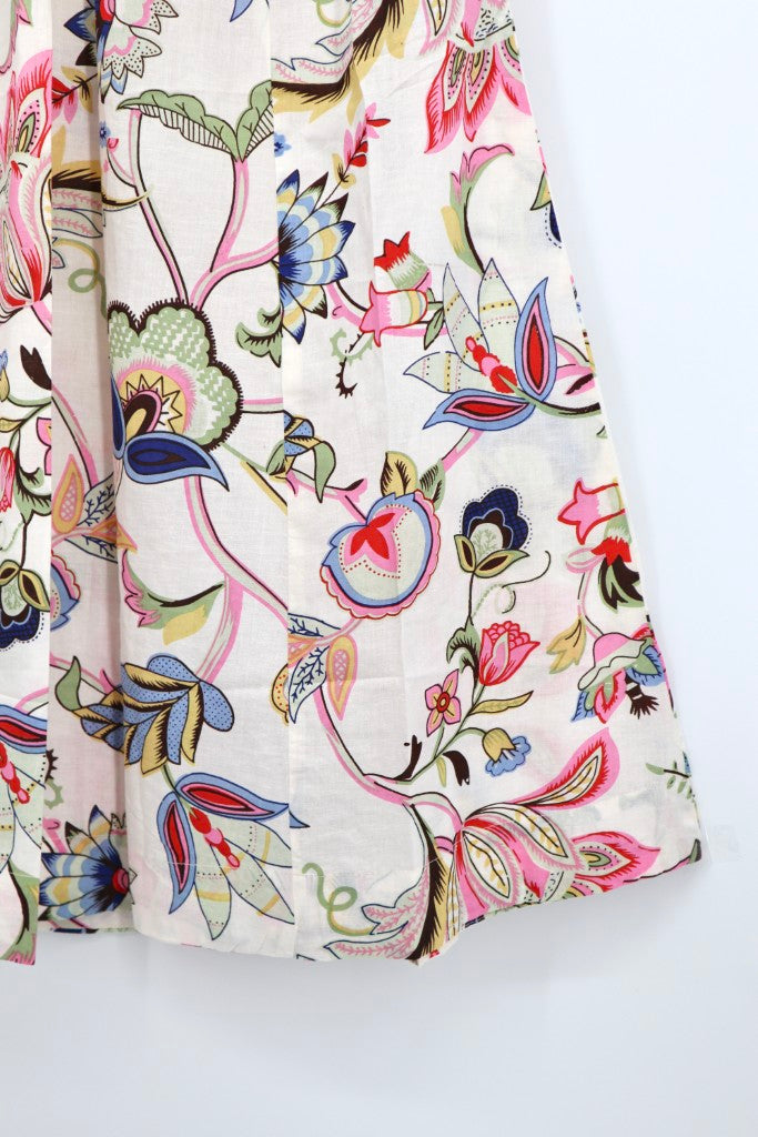 V-Neck Long Dress in White Floral