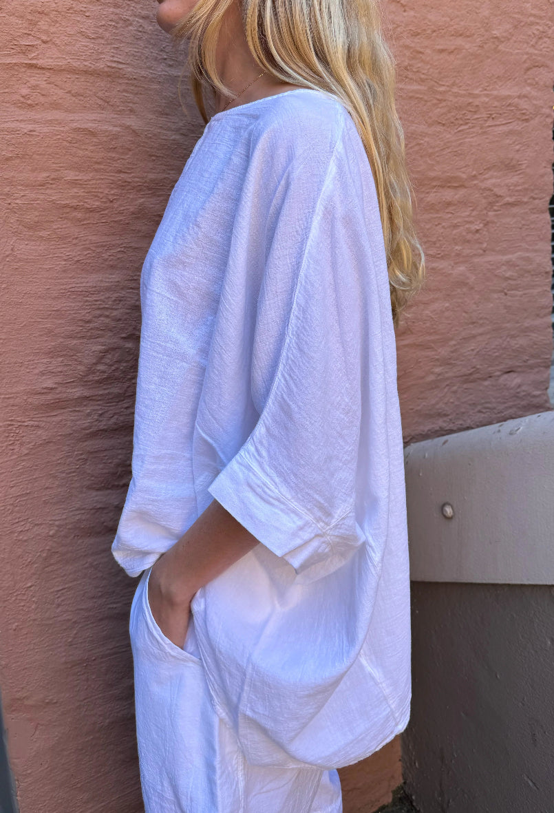 Romily Cotton Poncho Top in White