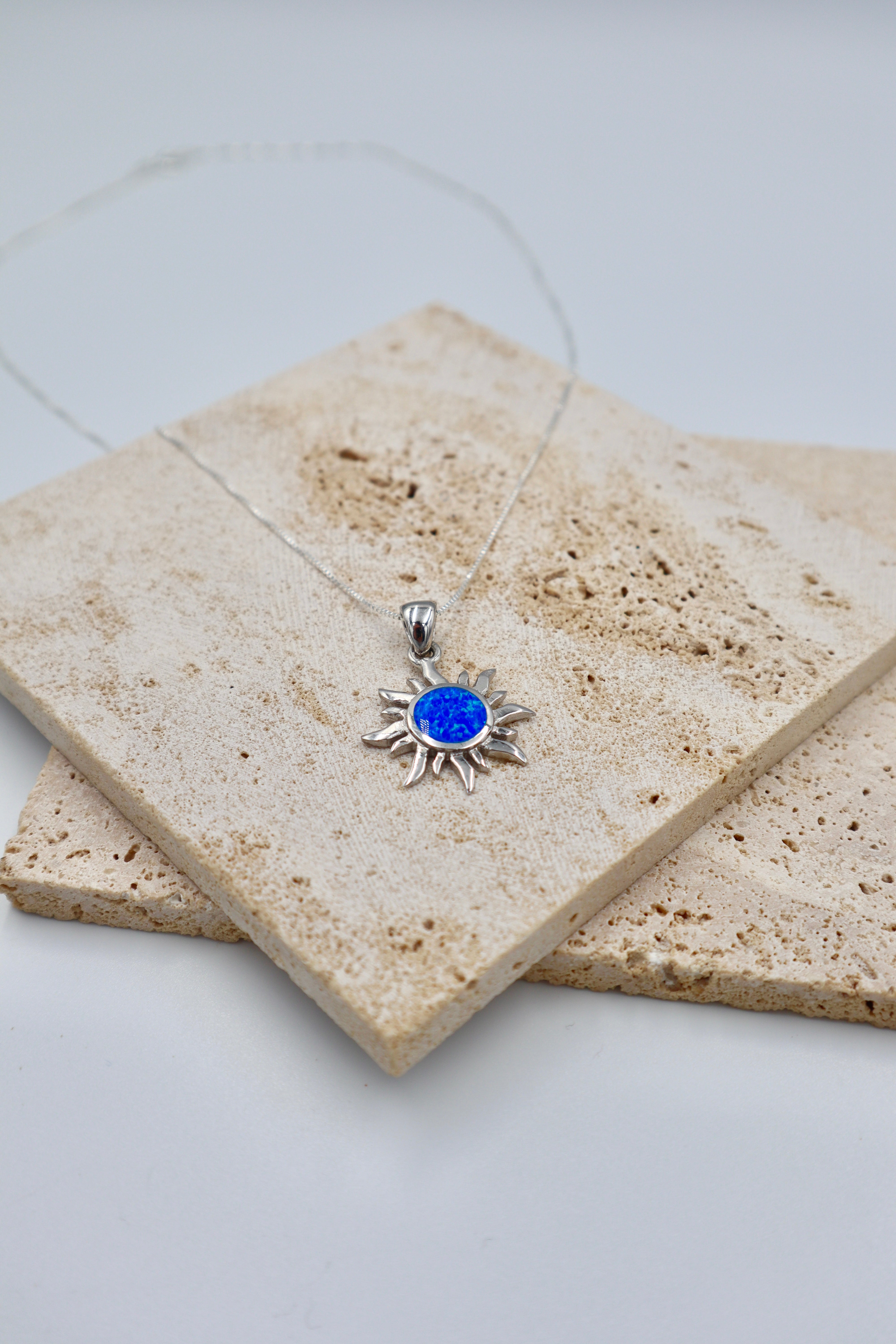 Sterling Silver Opaline Sun on 45cm Box Chain