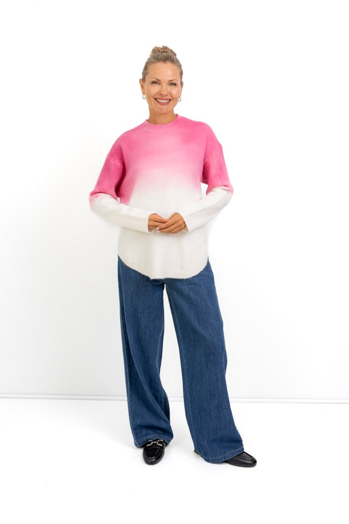 Indio Ombre Curved Knit in Pink