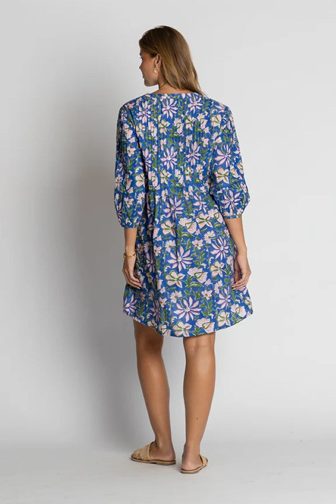 Minnesota Tuck Dress in Royal Print