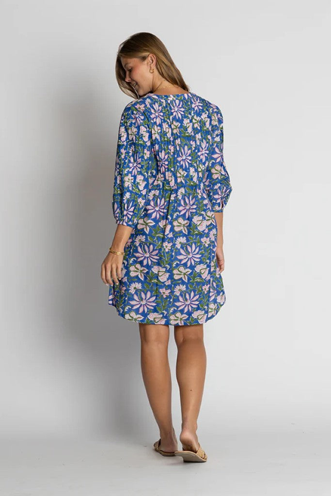 Minnesota Tuck Dress in Royal Print