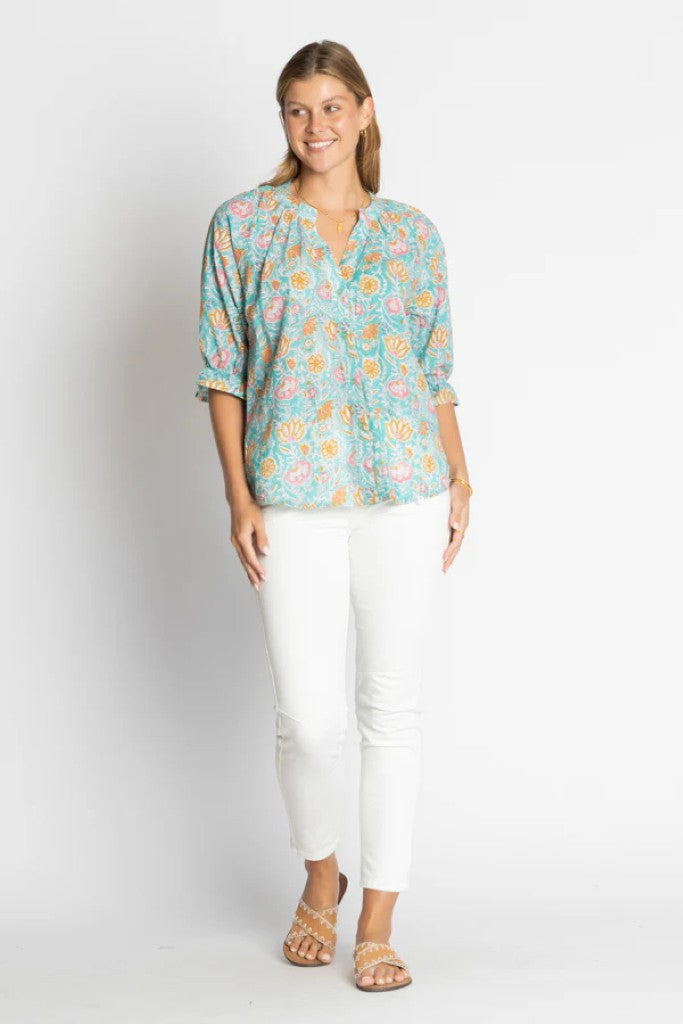 Nebraska Top in Turquoise Floral