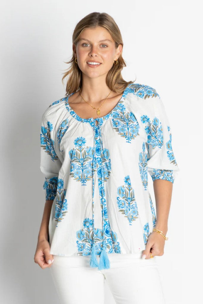 Ohio Tassel Shirt in Ocean Floral