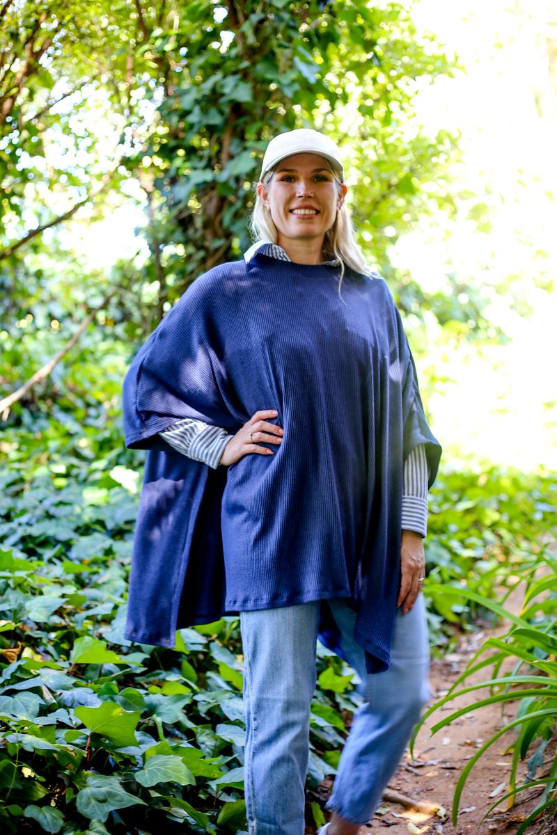 Aspen Poncho in Blue