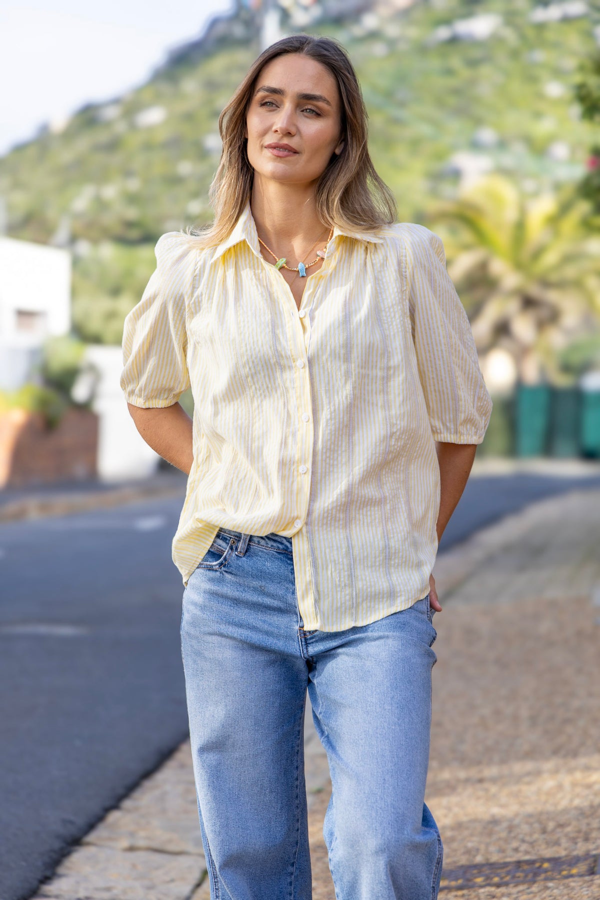 Somerset Blouse in Yellow Stripe