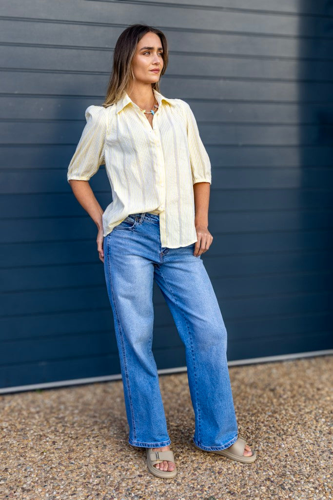 Somerset Blouse in Yellow Stripe