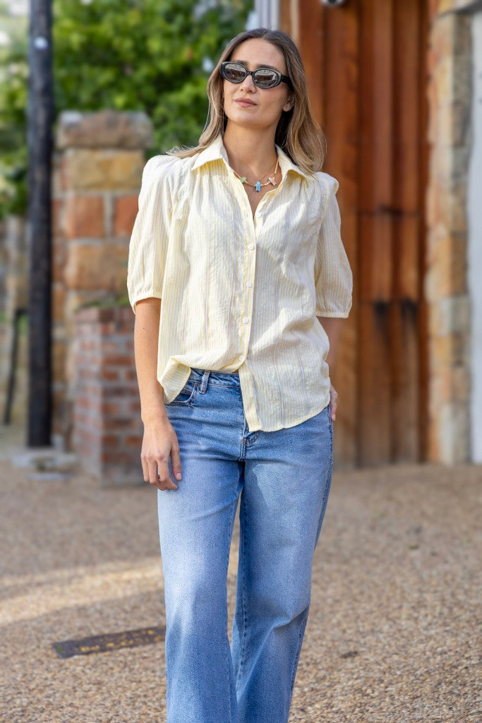 Somerset Blouse in Yellow Stripe