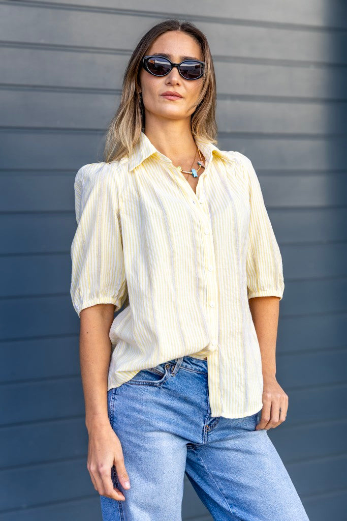 Somerset Blouse in Yellow Stripe