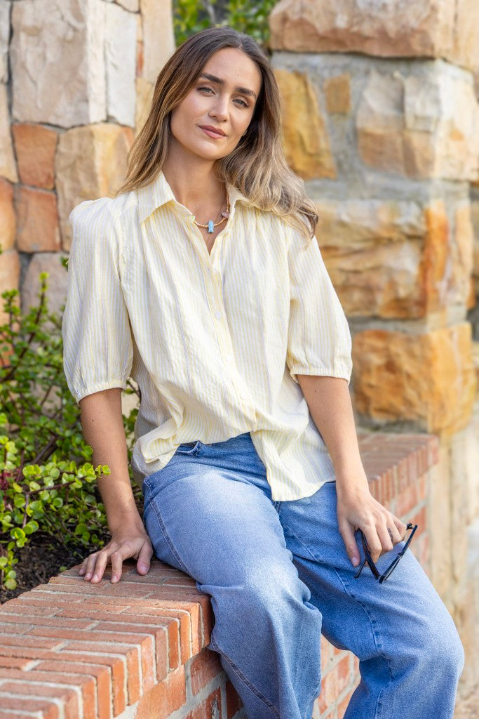 Somerset Blouse in Yellow Stripe