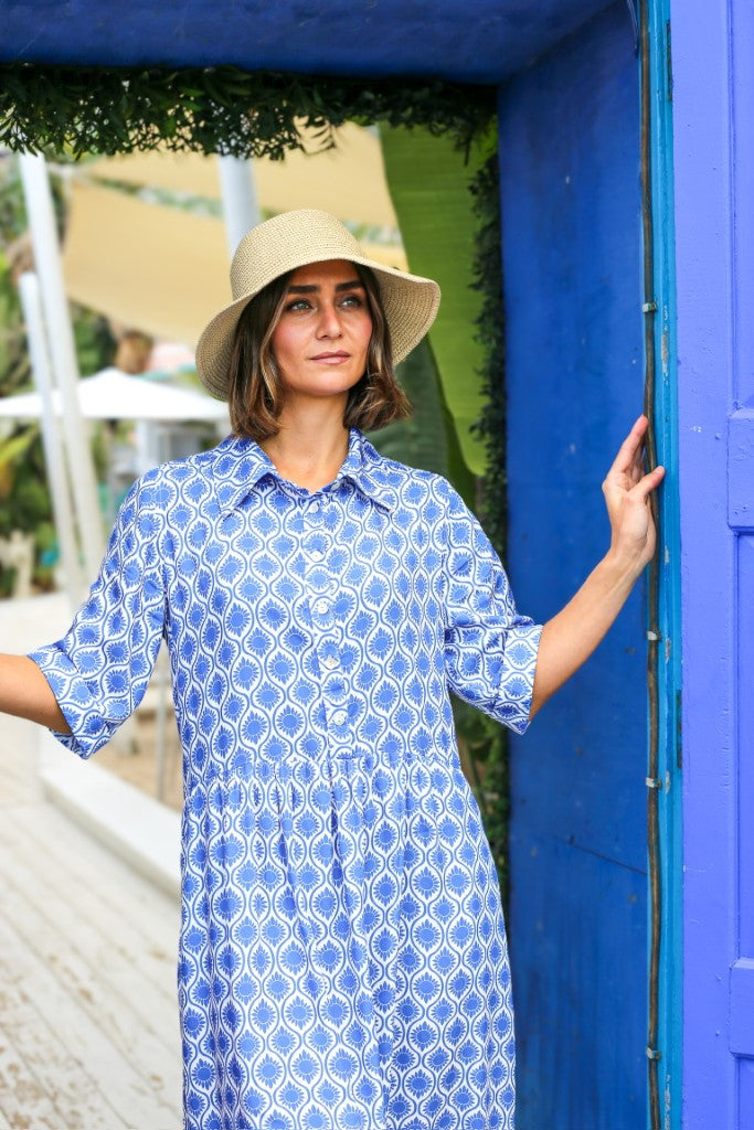 Talia Tea Dress in Azure