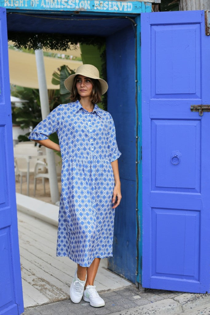Talia Tea Dress in Azure