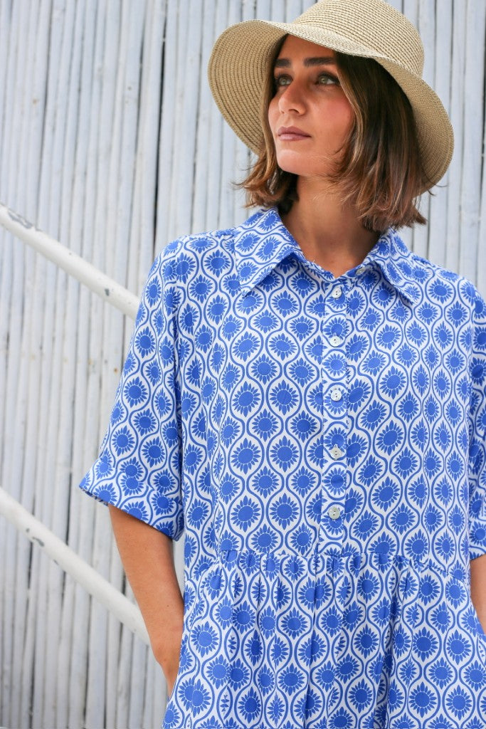 Talia Tea Dress in Azure