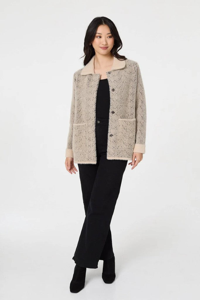 Heavy Knit Jacket in Beige