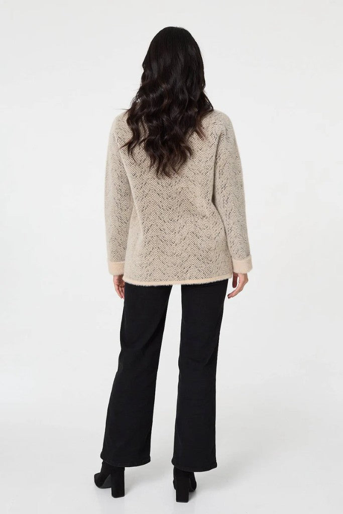 Heavy Knit Jacket in Beige