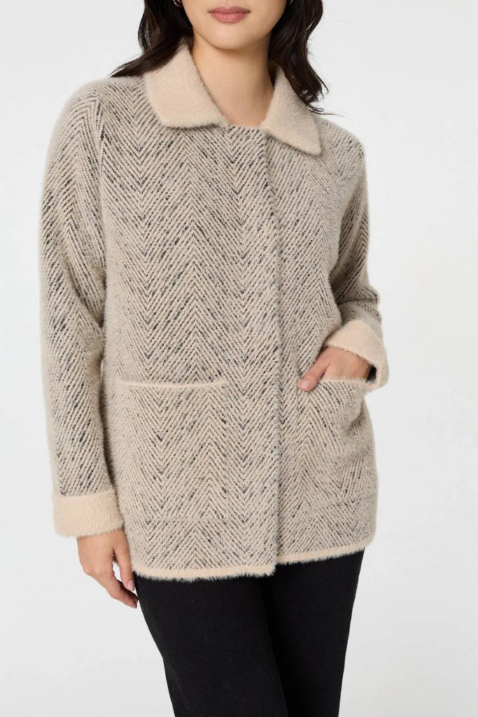 Heavy Knit Jacket in Beige