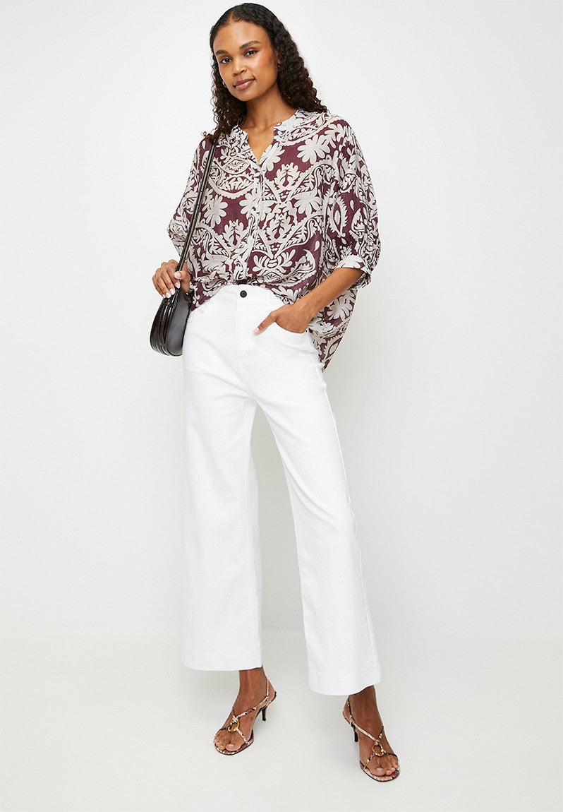 Printed Blouse in Wine