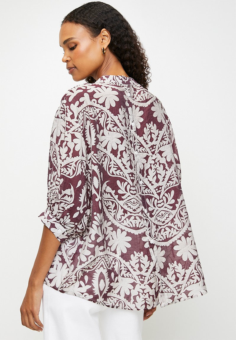 Printed Blouse in Wine