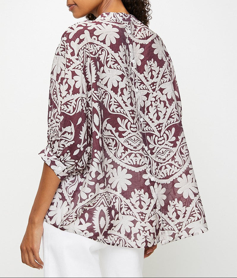 Printed Blouse in Wine