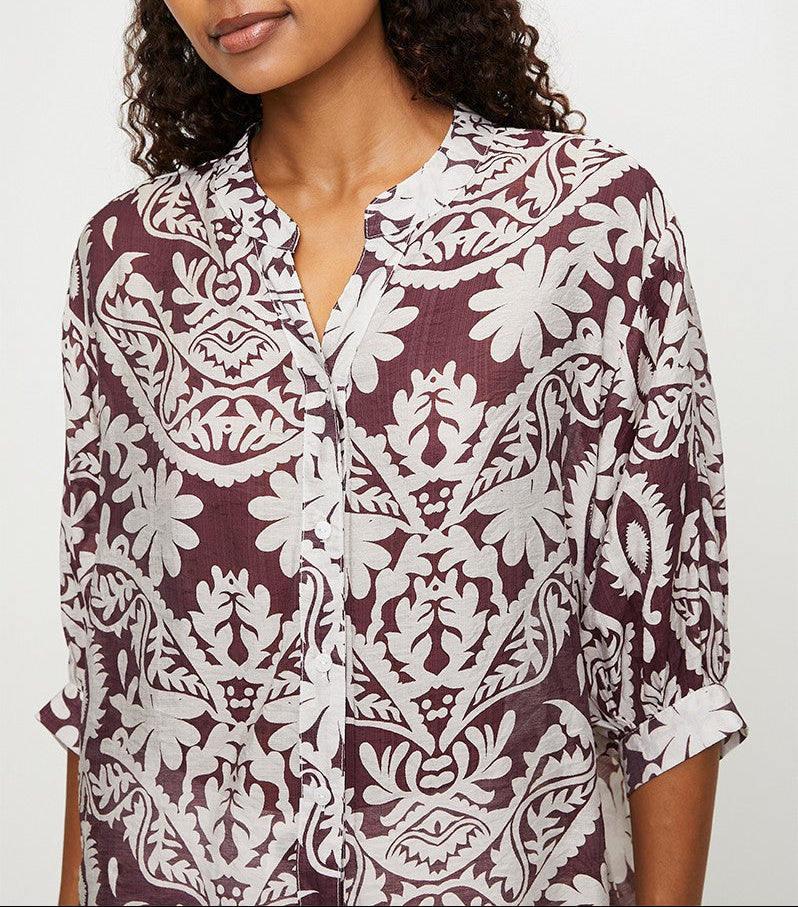 Printed Blouse in Wine