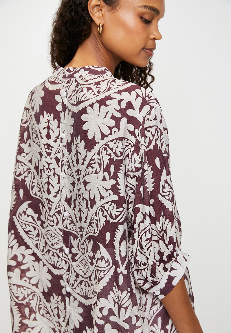 Printed Blouse in Wine